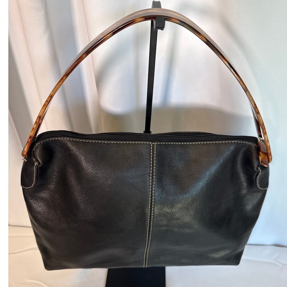 Vintage Adrienne Vittadini Leather Tortoise Top Handle Bag Purse Y2K - Picture 2 of 6